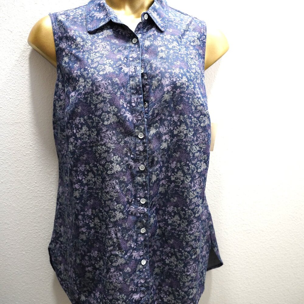 Coldwater Creek floral tencel sleeveless garden tunic blouse size XL  NWTS